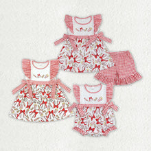 Load image into Gallery viewer, Baby Girls Baseball Bows Sibling Sister Rompers Clothes Sets