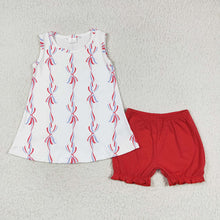 Load image into Gallery viewer, Baby Girls 4th Of July Bows Sibling Rompers Dresses Clothes Sets