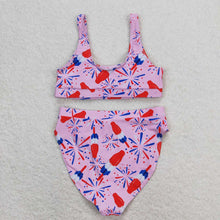 Load image into Gallery viewer, Adult Women Pink Popsicle 4th Of July Top Bottom Swimsuits Sets