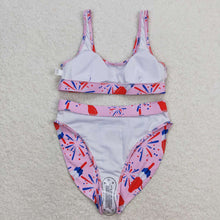 Load image into Gallery viewer, Adult Women Pink Popsicle 4th Of July Top Bottom Swimsuits Sets