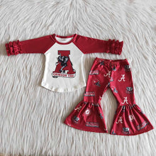 Load image into Gallery viewer, Baby Girls Alabama football team bell pants sets