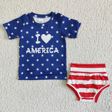 Load image into Gallery viewer, Baby girls 4th of july bummie sets(can choose headband here)