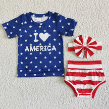 Load image into Gallery viewer, Baby girls 4th of july bummie sets(can choose headband here)