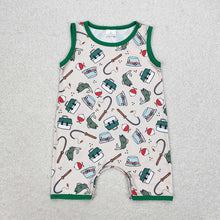 Load image into Gallery viewer, Baby Boys Fishing Green Sleeveless Rompers