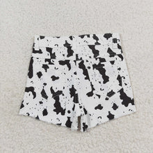 Load image into Gallery viewer, Baby Girls Black White Cow Distressed Denim Shorts