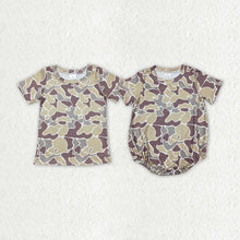 Load image into Gallery viewer, Baby Boys Camo Green Short Sleeve Tee Shirts Tops Rompers Brother Styles