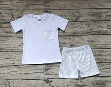 Load image into Gallery viewer, Baby Boys White Shirt Top Stripes Shorts Clothes Sets