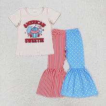 Load image into Gallery viewer, Baby Girls American Sweetie Tassel Tops Bell Pants Clothes Sets