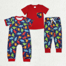 Load image into Gallery viewer, Baby Boys Sibling Rompers Red Dinosaur Pants Clothes Sets