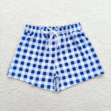 Load image into Gallery viewer, Baby Boys Summer Blue Checkered Trunks Swimsuits Swimwear