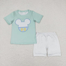 Load image into Gallery viewer, Baby Boys Green Short Sleeve Cartoon Head Shirt Shorts Clothes Sets