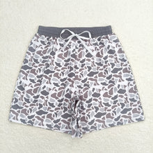 Load image into Gallery viewer, Adult Man Grey Camo Bottom Trunk Drawstrings Shorts Swimwear