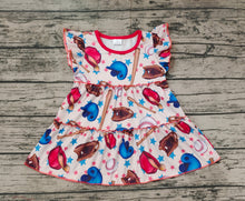 Load image into Gallery viewer, Baby Girls Baseball Stars Flutter Sleeve Tunic Tops