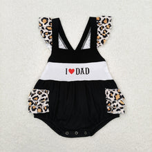 Load image into Gallery viewer, Baby Girls Black I Love Dad Sibling Rompers Clothes Sets