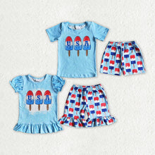Load image into Gallery viewer, 4th of July Baby Girls Boys USA Sibling Popsicle Shorts Clothes Sets