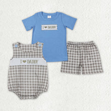 Load image into Gallery viewer, Baby Boys Blue I Love Daddy Sibling Brother Romper Clothes Sets