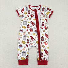 Load image into Gallery viewer, Baby Boys Crawfish Zip Short Sleeve Summer Rompers