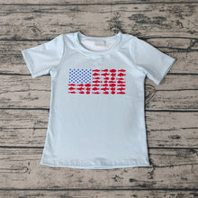 Load image into Gallery viewer, Baby Boys Blue Fishing Stars 4th of July Short Sleeve Tee Shirts Tops
