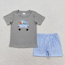 Load image into Gallery viewer, Baby Boys Dog Fishing Sibling Rompers Clothes Sets