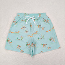 Load image into Gallery viewer, Adult Man Green Ducks Bottom Trunk Drawstrings Shorts Swimwear
