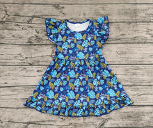 Load image into Gallery viewer, Baby Girls Blue Cartoon Animal Flutter Sleeve Knee Length Dresses