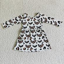 Load image into Gallery viewer, Baby girls leopard bat knee length dresses