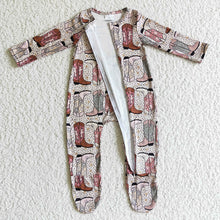 Load image into Gallery viewer, Baby kids fall zip pink boots rompers