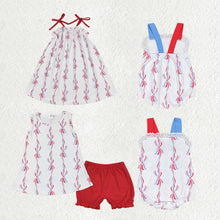 Load image into Gallery viewer, Baby Girls 4th Of July Bows Sibling Rompers Dresses Clothes Sets