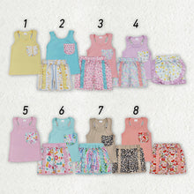 Load image into Gallery viewer, 8 Colors Sibling Baby Girls Bow Vest Shirt Ruffle Shorts Outfits