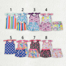 Load image into Gallery viewer, 8 Colors Sibling Baby Girls Summer Bows Top Shorts Outfits