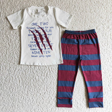Load image into Gallery viewer, Baby boys Halloween one two stripe pants clothes sets