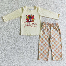Load image into Gallery viewer, Baby Boys thanksgiving plaid pants clothes sets