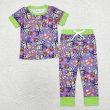 Load image into Gallery viewer, Baby Boys Dogs Halloween Purple Tops Pants Pajamas Clothes Sets