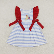 Load image into Gallery viewer, Baby Girls 4th Of July Dog Flag Sibling Rompers Clothing Sets