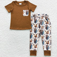 Load image into Gallery viewer, Baby Boys Brown Tee Shirt Pants Sets