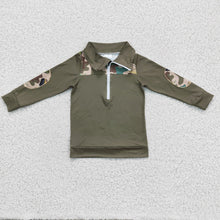 Load image into Gallery viewer, Baby boys green camo pullovers Tops