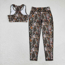 Load image into Gallery viewer, Adult Women Camo Leaves Vest Top Pants Yogo Sports Clothes Sets