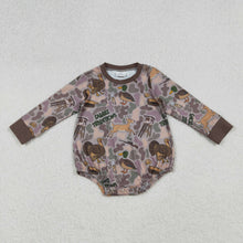 Load image into Gallery viewer, Baby Boys Brown Camo Turkey Ducks Hunting Rompers