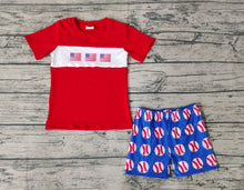 Load image into Gallery viewer, Baby Boys Baseball Flags Shirt Top Shorts Clothes Sets