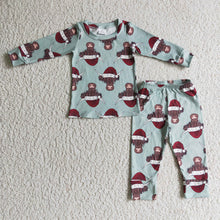 Load image into Gallery viewer, Baby Kids Christmas green cow pajamas clothing sets