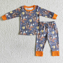Load image into Gallery viewer, Baby boys fall cow pumpkin pajamas pants sets