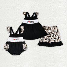 Load image into Gallery viewer, Baby Girls Black I Love Dad Sibling Rompers Clothes Sets