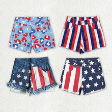 Load image into Gallery viewer, Baby Girls 4th Of July Sibling Sister Denim Shorts