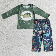 Load image into Gallery viewer, Baby boys dinosaur Christmas pants sets