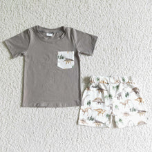 Load image into Gallery viewer, Baby boys summer pocket short sleeve shirt bottom shorts sets