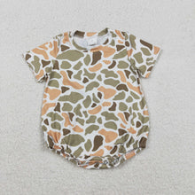 Load image into Gallery viewer, Baby Boys Short Sleeve Green Orange Camo Southern Rompers