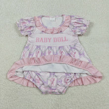 Load image into Gallery viewer, Baby Girls Baby Doll Bows Flowers Checked Tunic Ruffle Bummier Rompers
