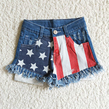 Load image into Gallery viewer, Baby Girls 4th Of July Sibling Sister Denim Shorts