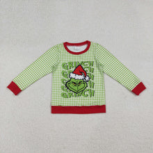 Load image into Gallery viewer, Baby Boys Green Face Plaid Christmas Tee Shirts Top