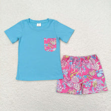 Load image into Gallery viewer, Baby Boys Blue Short Sleeve Tee Shirts Tops Shells Shorts Clothes Sets